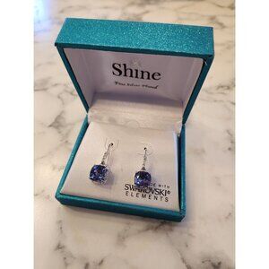 Shine Fine Silver-Plated Earrings Made With Swarovski Elements In Gift Box